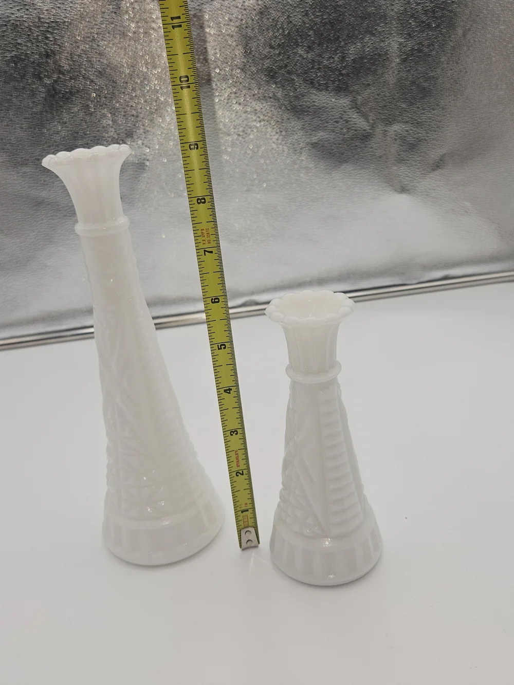 White Milk Glass Bud Vases - Set of 2